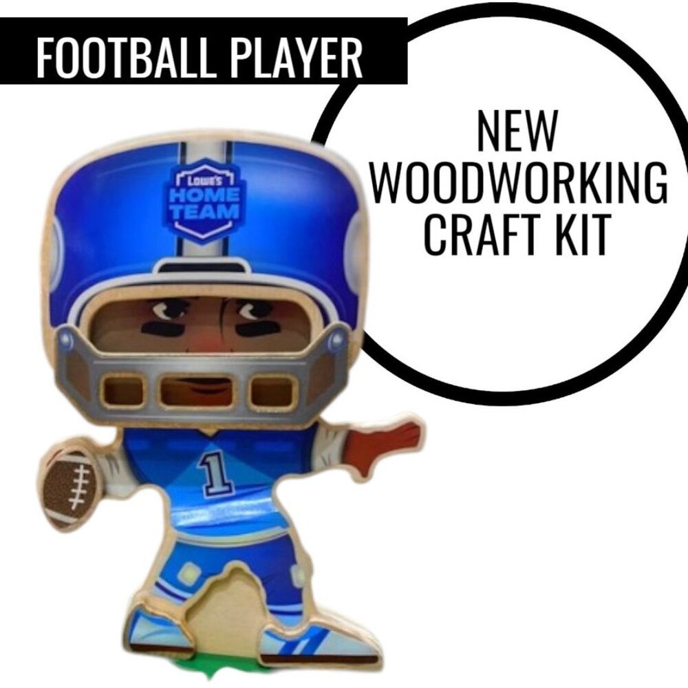 NEW Lowe's Kids Workshop Kit Football Player  Kit Stem Toy DIY Building Set Wood
